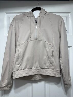 Athleta Light Beige Half-Zip Hoodie Pullover